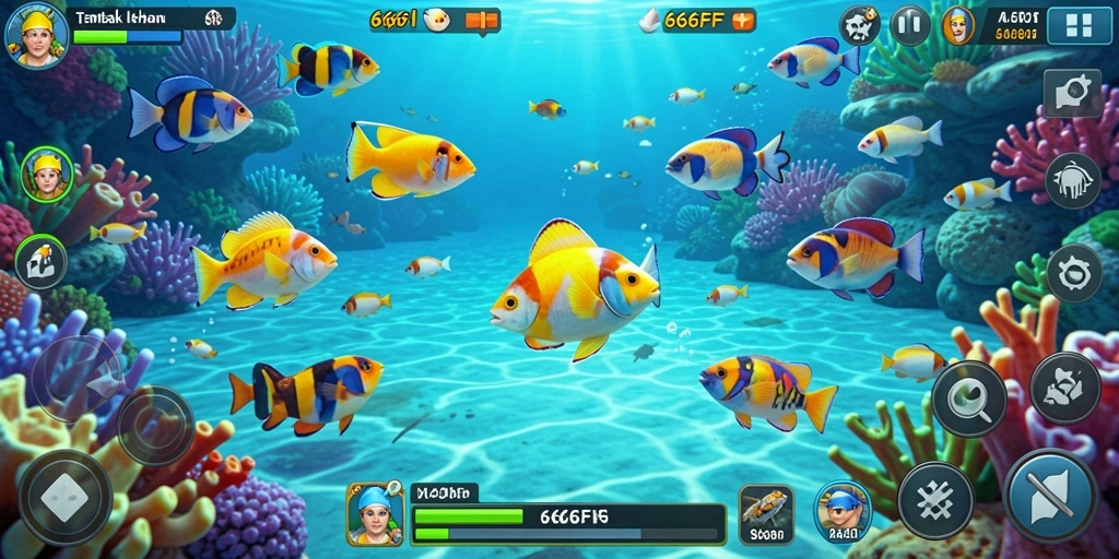 Gameplay seru dalam menangkap ikan besar di 666FF.