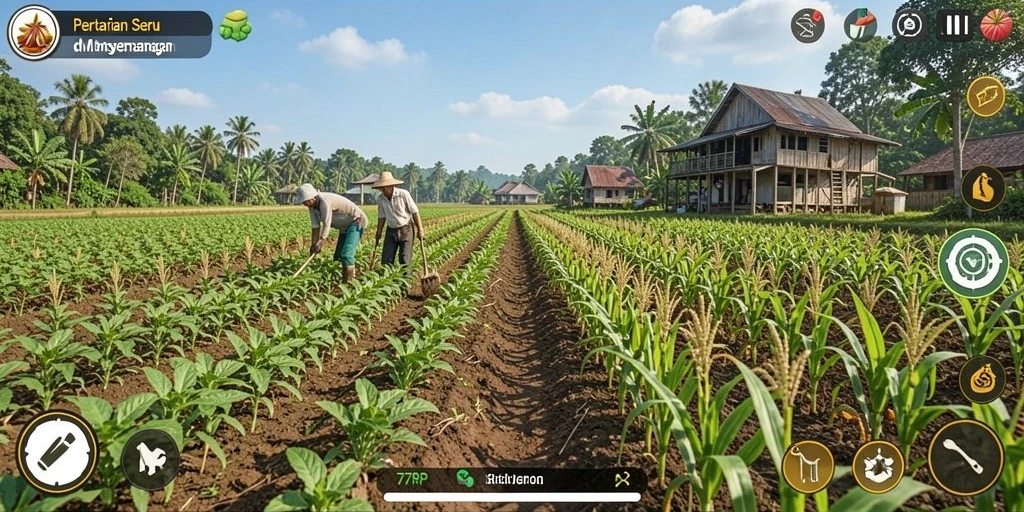 Tampilan gameplay pertanian yang menarik di 77RP.