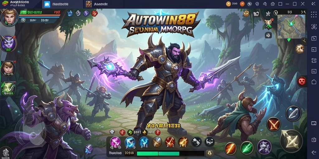 Screenshot AUTOWIN88 menunjukkan aksi seru dalam pertempuran MMORPG.