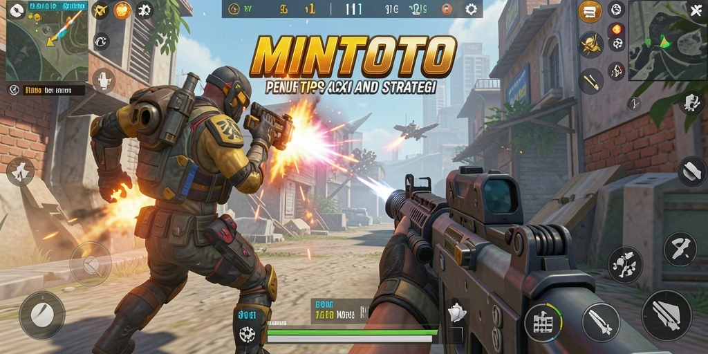 Screenshot gameplay MINTOTO menunjukkan pertempuran intens dan aksi seru.