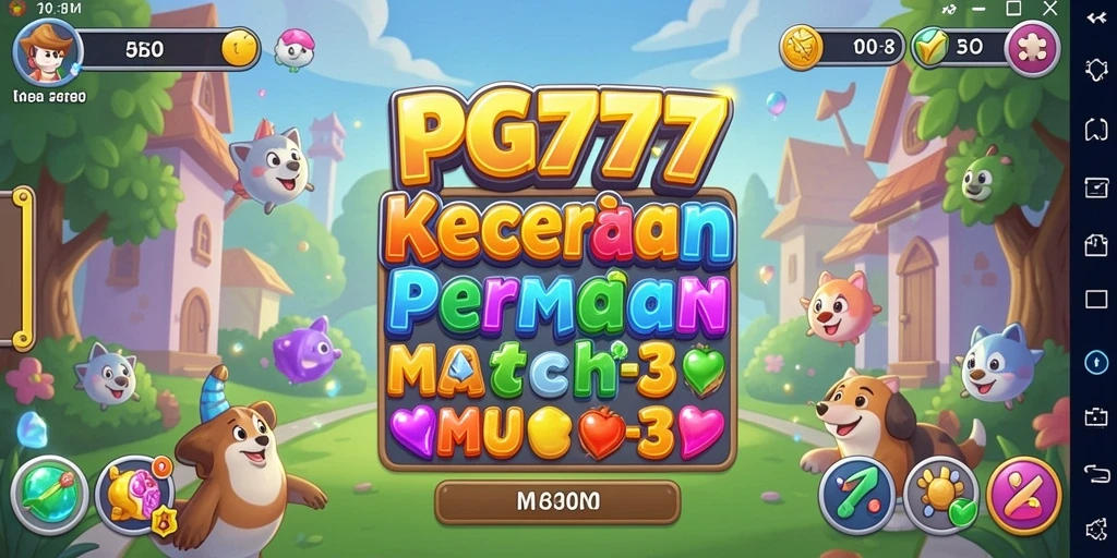 Tampilan gameplay PG777 yang penuh warna dalam kategori Match-3.
