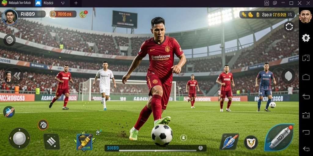 Tampilan gameplay RI889 yang menampilkan aksi sepak bola seru.